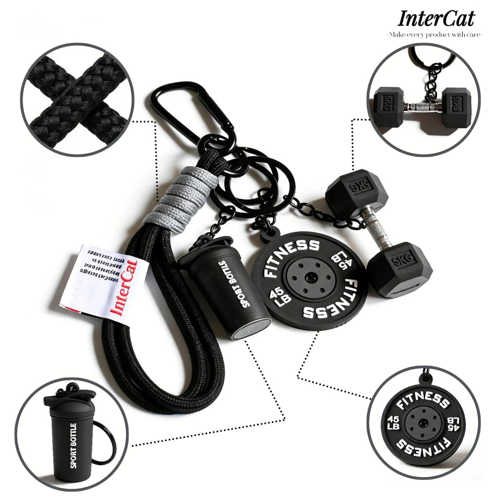 InterCat Gym Keychain for Women Men, Fitness Keychain Set