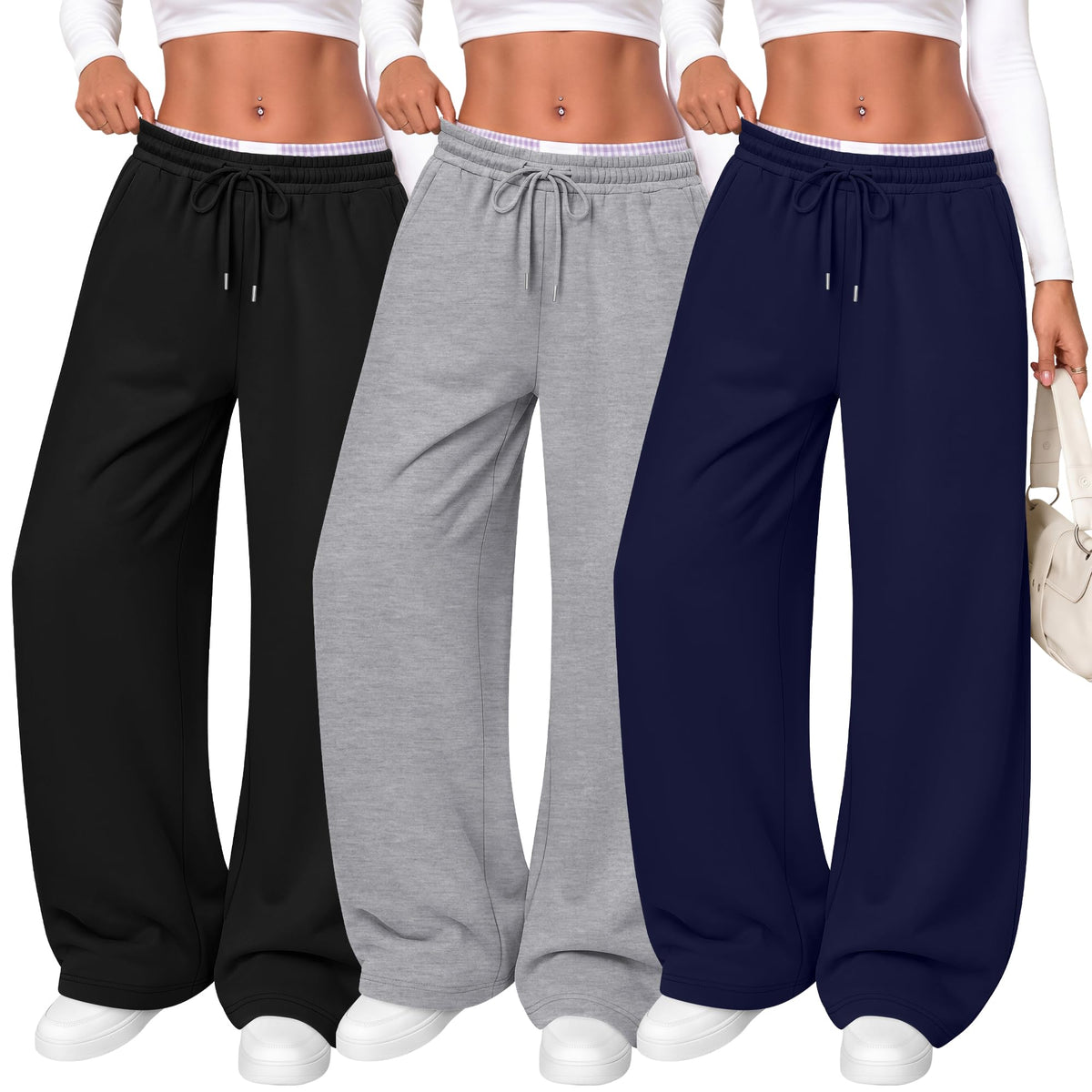 Women's Wide Leg Sweatpants (3-Pack)