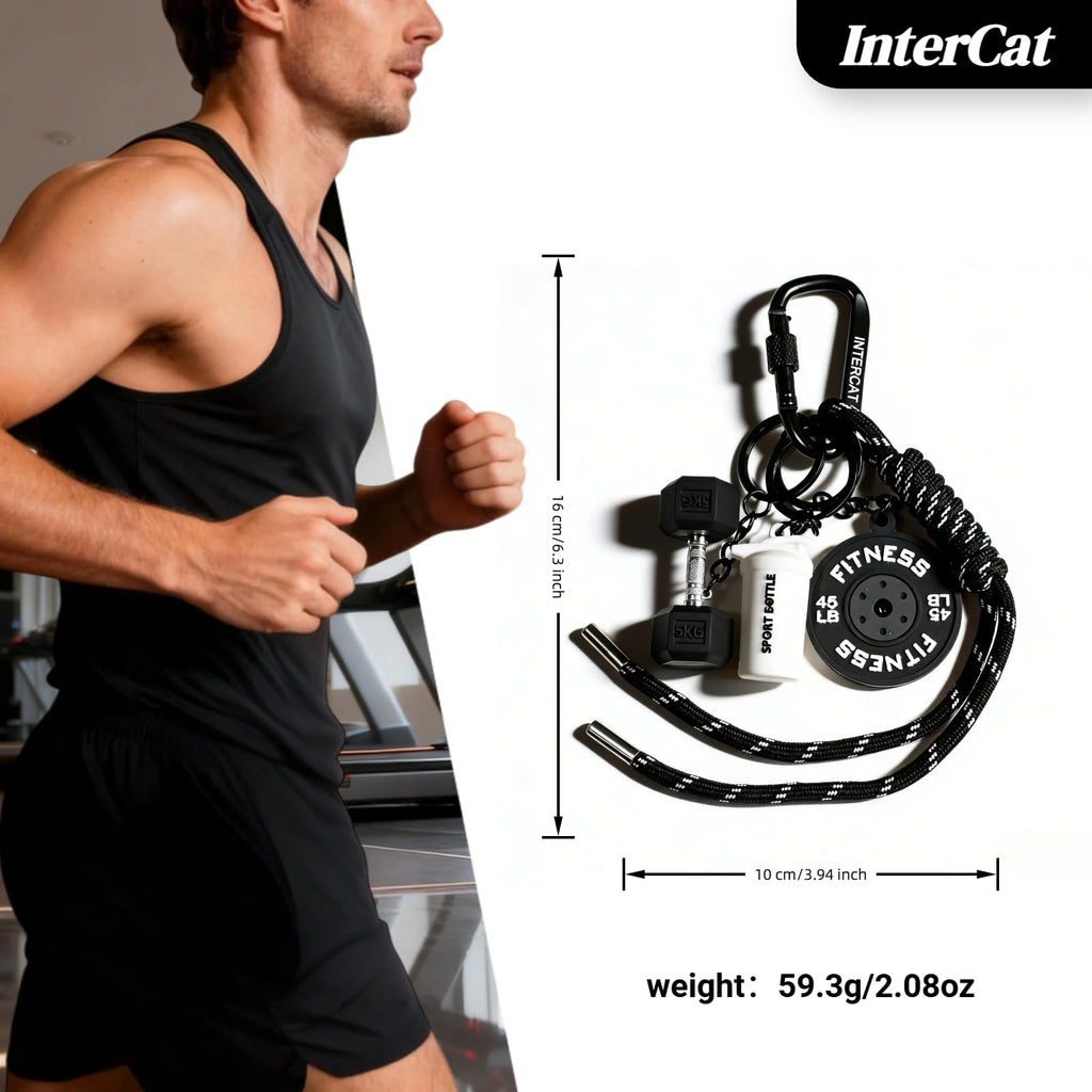InterCat Gym Keychain for Women Men, Fitness Keychain Set