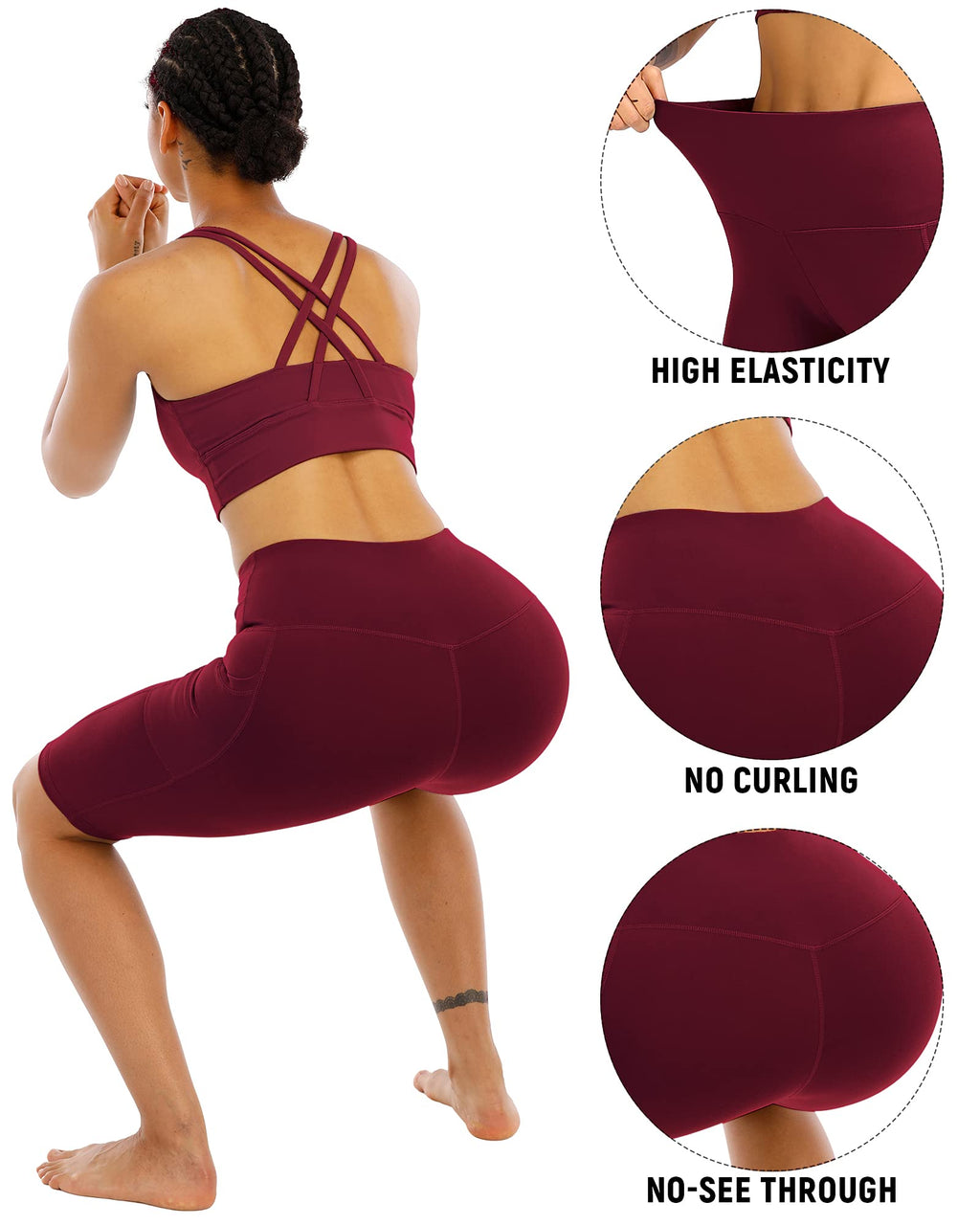 WHOUARE 4 Pack Biker Yoga Shorts with Pockets for Women,High Waisted Athletic Running Workout Gym Shorts Tummy Control