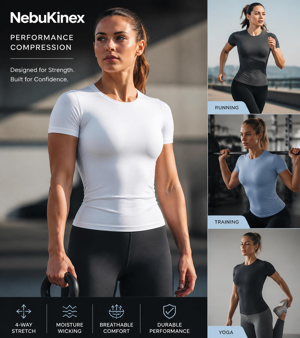5-Pack Women's Compression Shirts Short Sleeve Workout Gym Tops