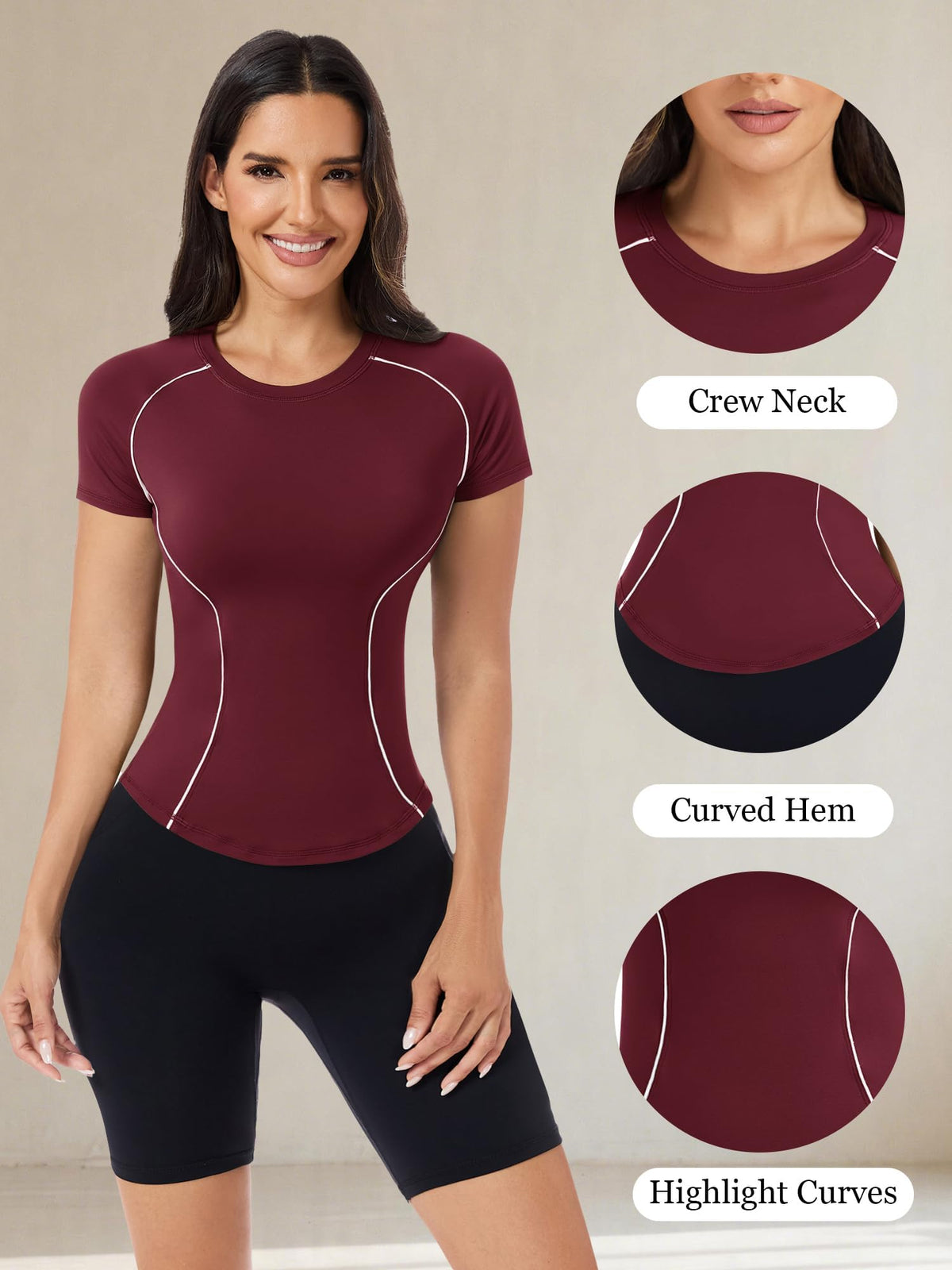 Short Sleeve Workout Tops for Women Athletic Gym Shirts Yoga Running Sports Breathable Tees