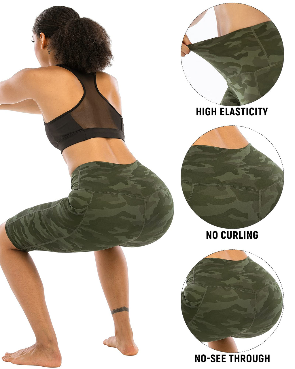 WHOUARE 4 Pack Biker Yoga Shorts with Pockets for Women,High Waisted Athletic Running Workout Gym Shorts Tummy Control