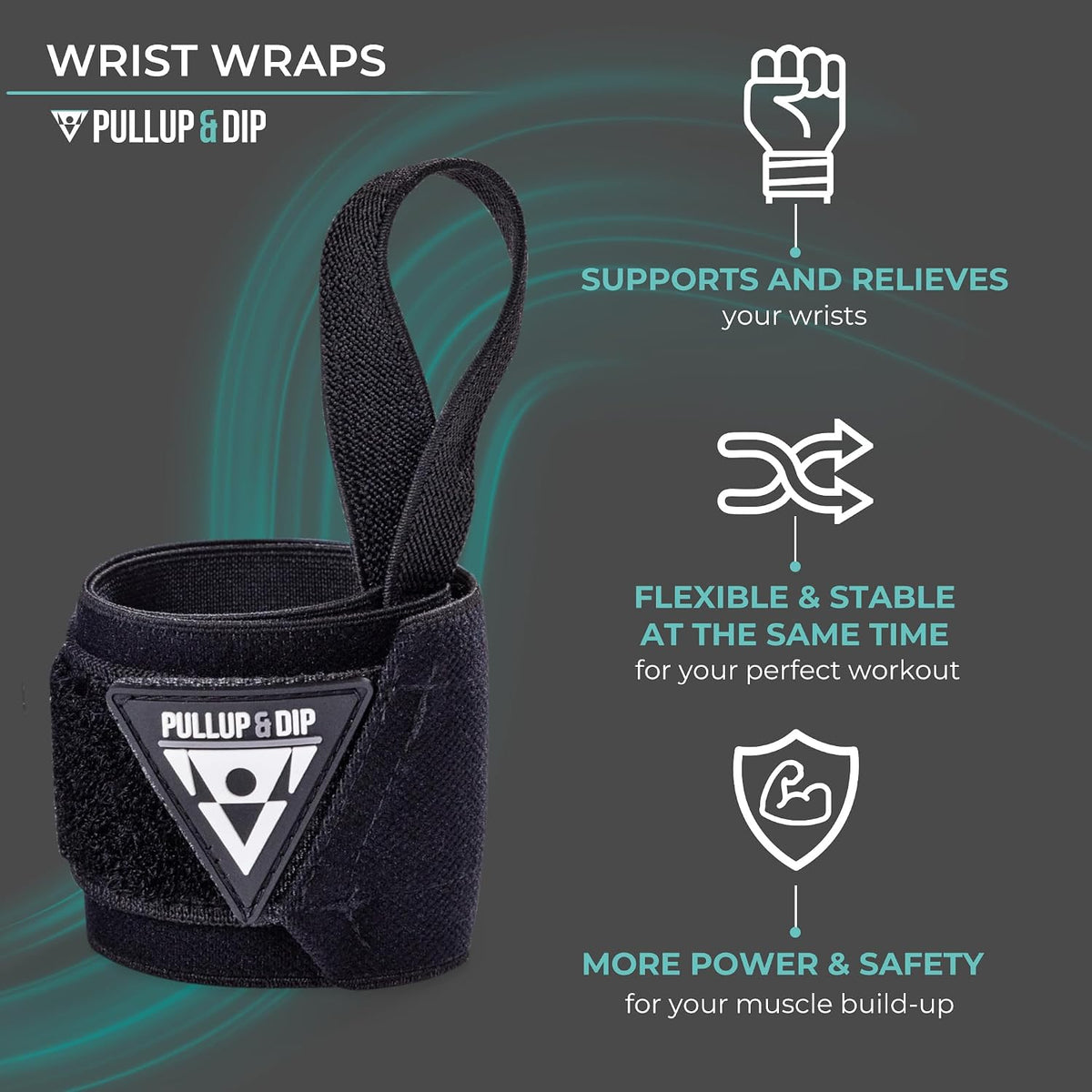 PULLUP & DIP Wrist Wraps, Professional Wrist Support for Weightlifting, Calisthenics, Bodybuilding & Strength Training, Stabilizing & Protective for Women & Men, No More Wrist Pain
