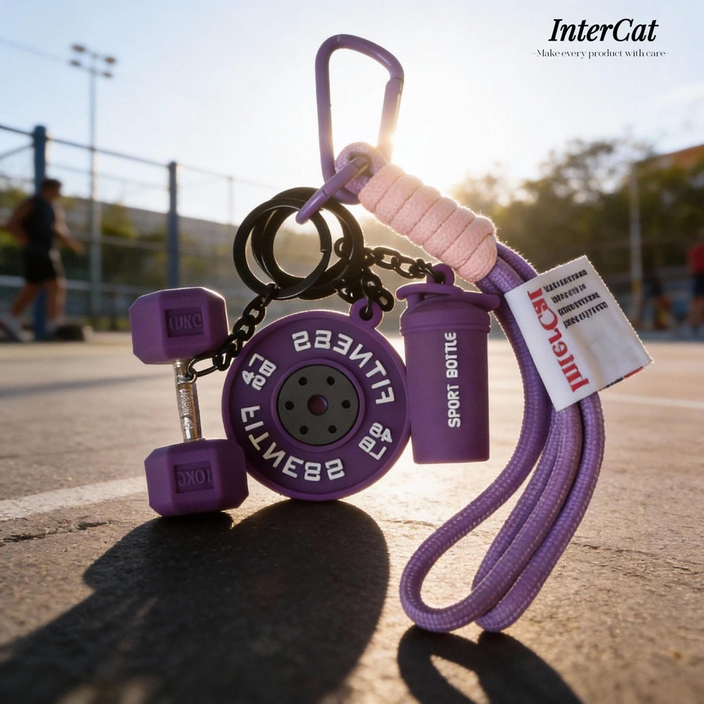 InterCat Gym Keychain for Women Men, Fitness Keychain Set