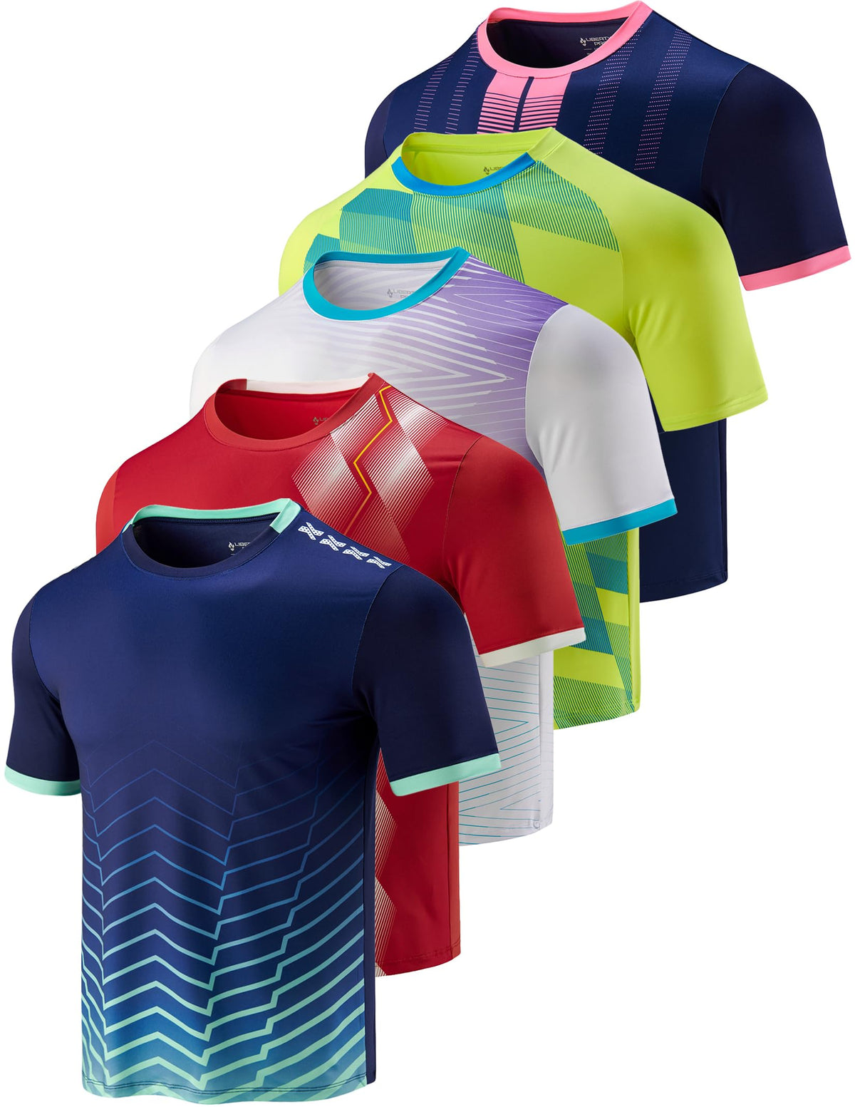 Liberty Imports 5 Pack Men's Active Quick Dry Crew Neck T Shirts