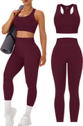 OLCHEE Womens Workout Sets 2 Piece Racerback Sports Bra High Waist Leggings