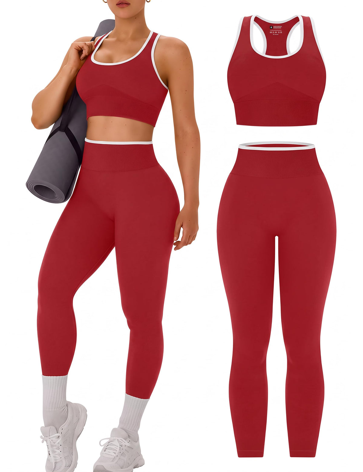 OLCHEE Womens Workout Sets 2 Piece Racerback Sports Bra High Waist Leggings