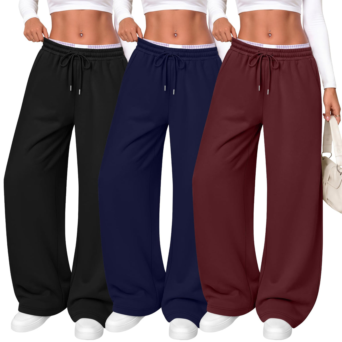 Women's Wide Leg Sweatpants (3-Pack)