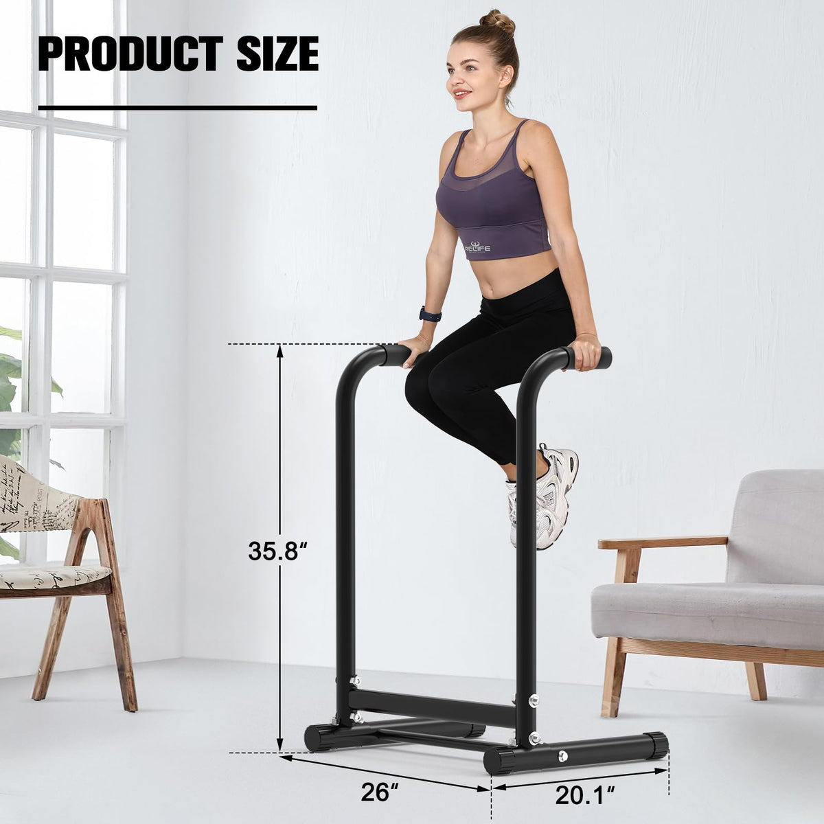 RELIFE REBUILD YOUR LIFE Dip Bar for Home Gym Training 400LBS Parallel Bars