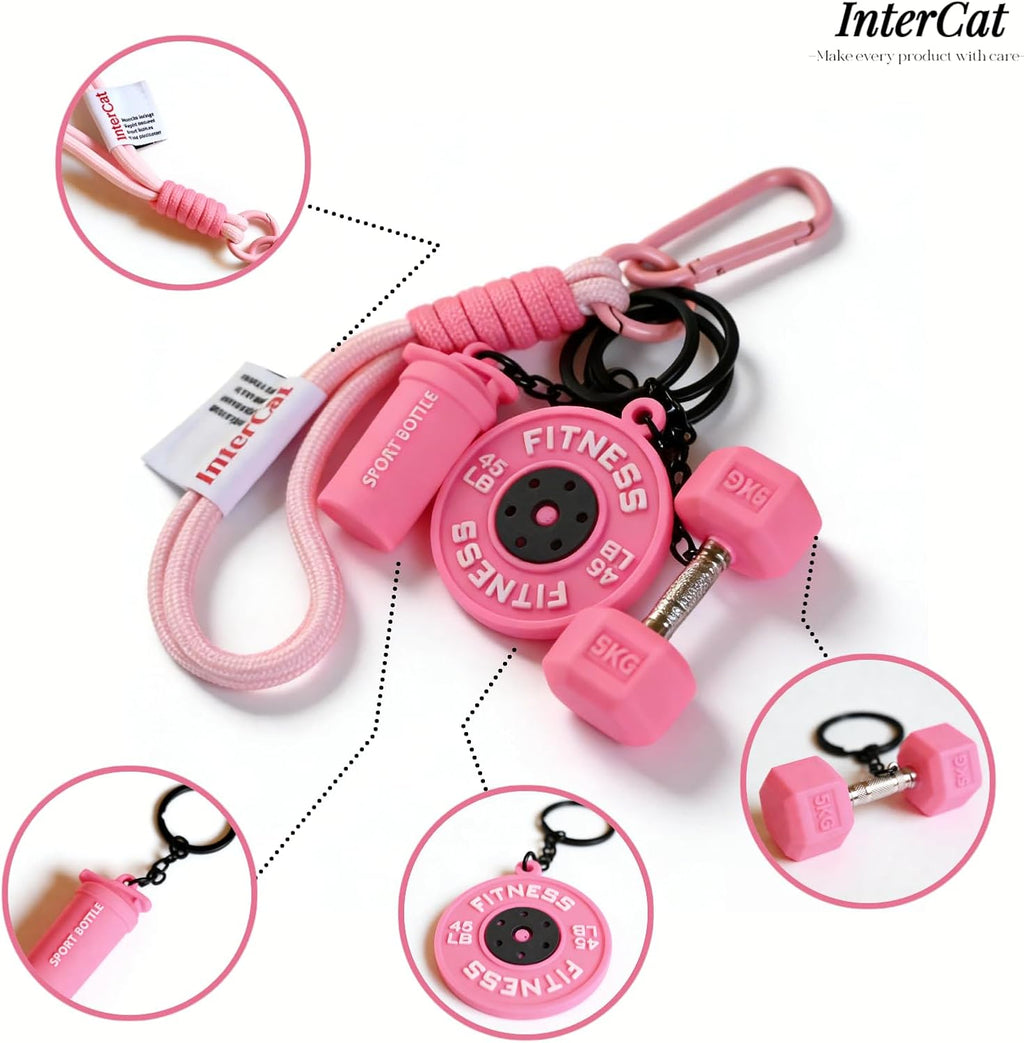 InterCat Gym Keychain for Women Men, Fitness Keychain Set