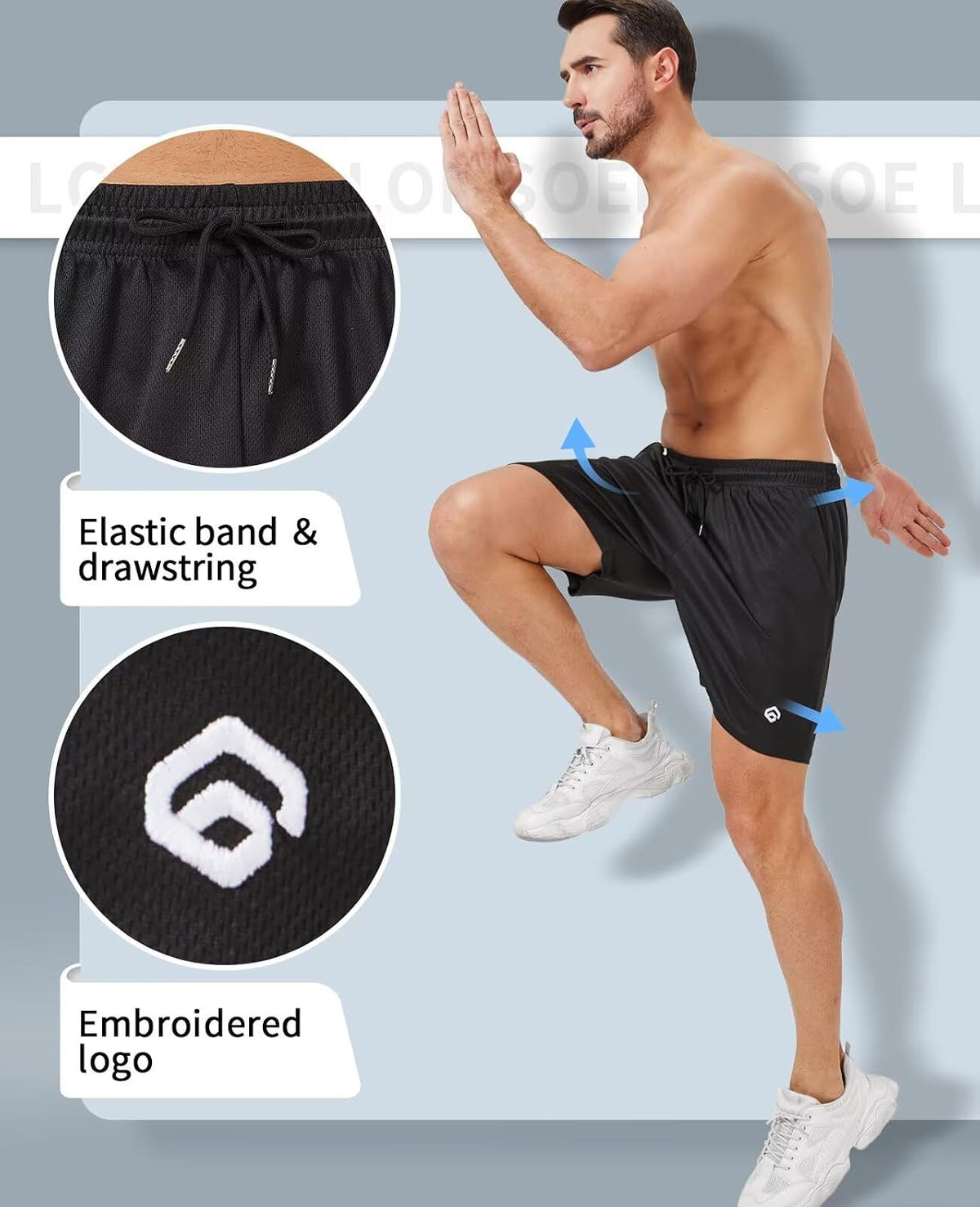 lomsoe 5er Pack Sporthose Herren Kurz 5 Zoll, Mesh Sport Shorts Herren Schnell Trocknend Leicht Sommer, Running Gym Laufhose Herren Kurz Jogginghose Aktiv mit Taschen