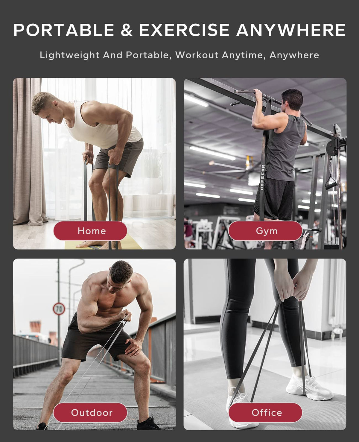 HAPBEAR Pull Up Assistance Bands - Pull Up Bands - Resistance Bands - Exercise Bands Resistance Bands Set of 5 - Workout Bands for Working Out, Stretching, Muscle Training