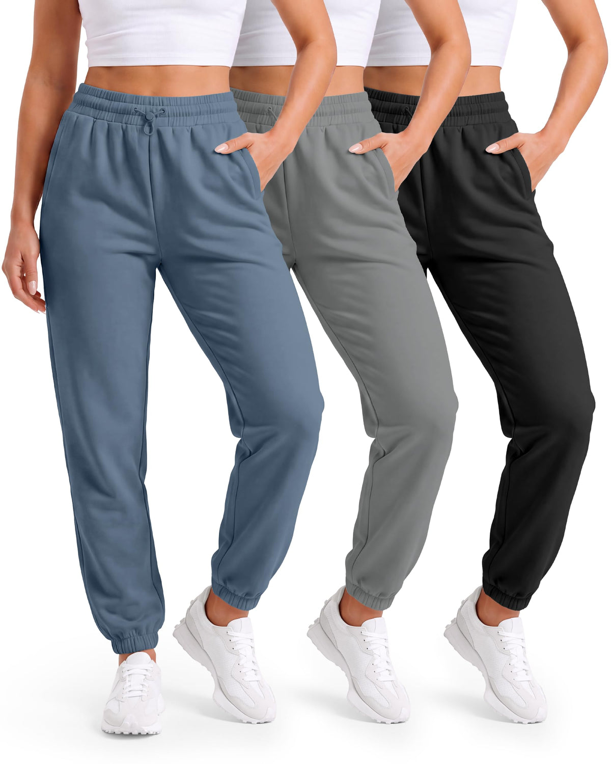 Womens Sweatpants 3 Pack Fleece Joggers For Women With zipper pockets
