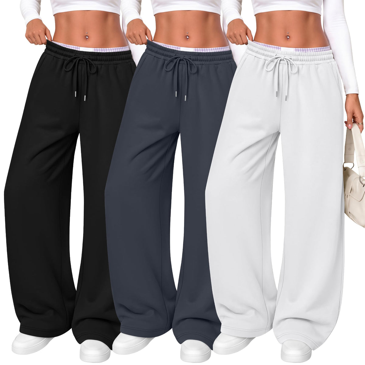 Women's Wide Leg Sweatpants (3-Pack)