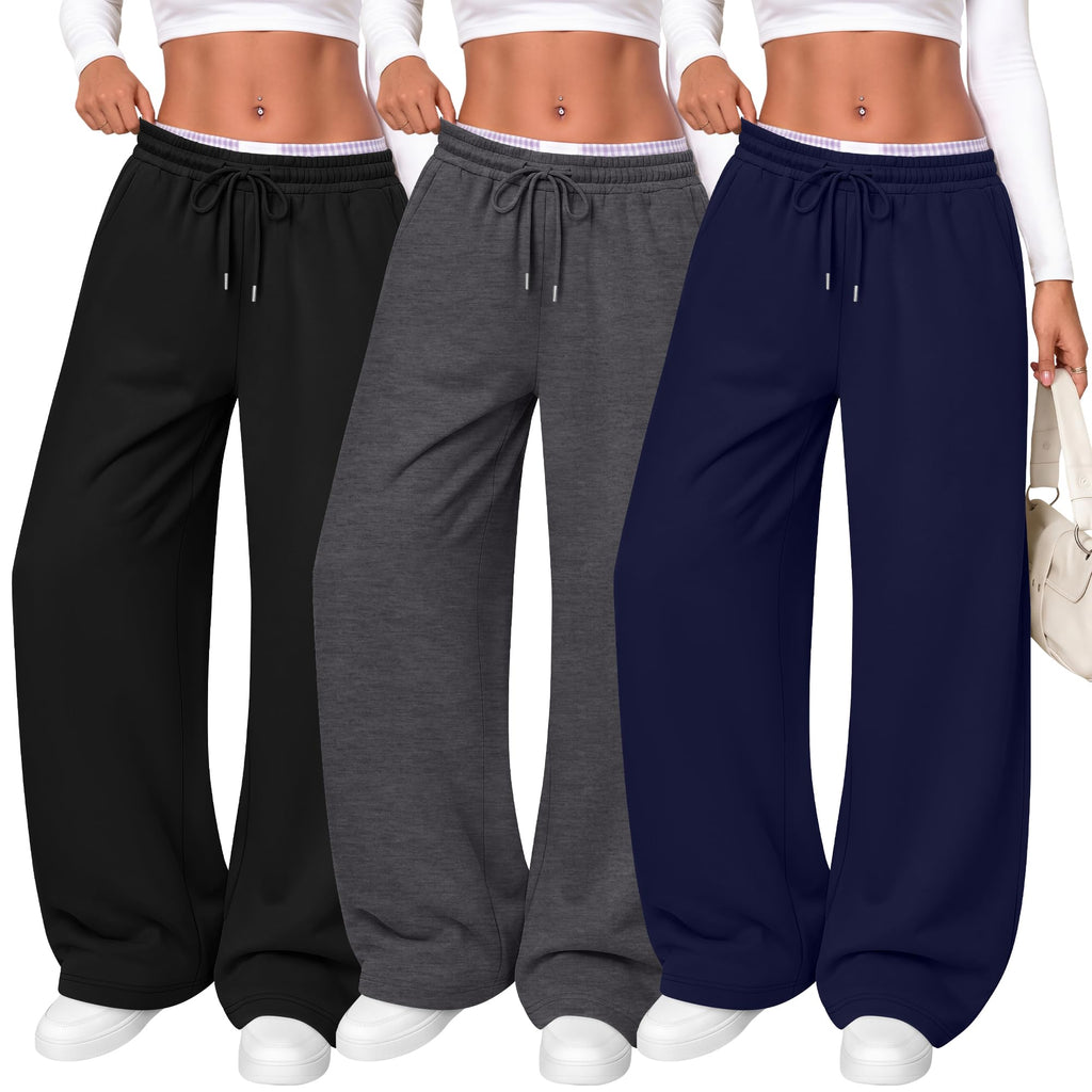 Women's Wide Leg Sweatpants (3-Pack)