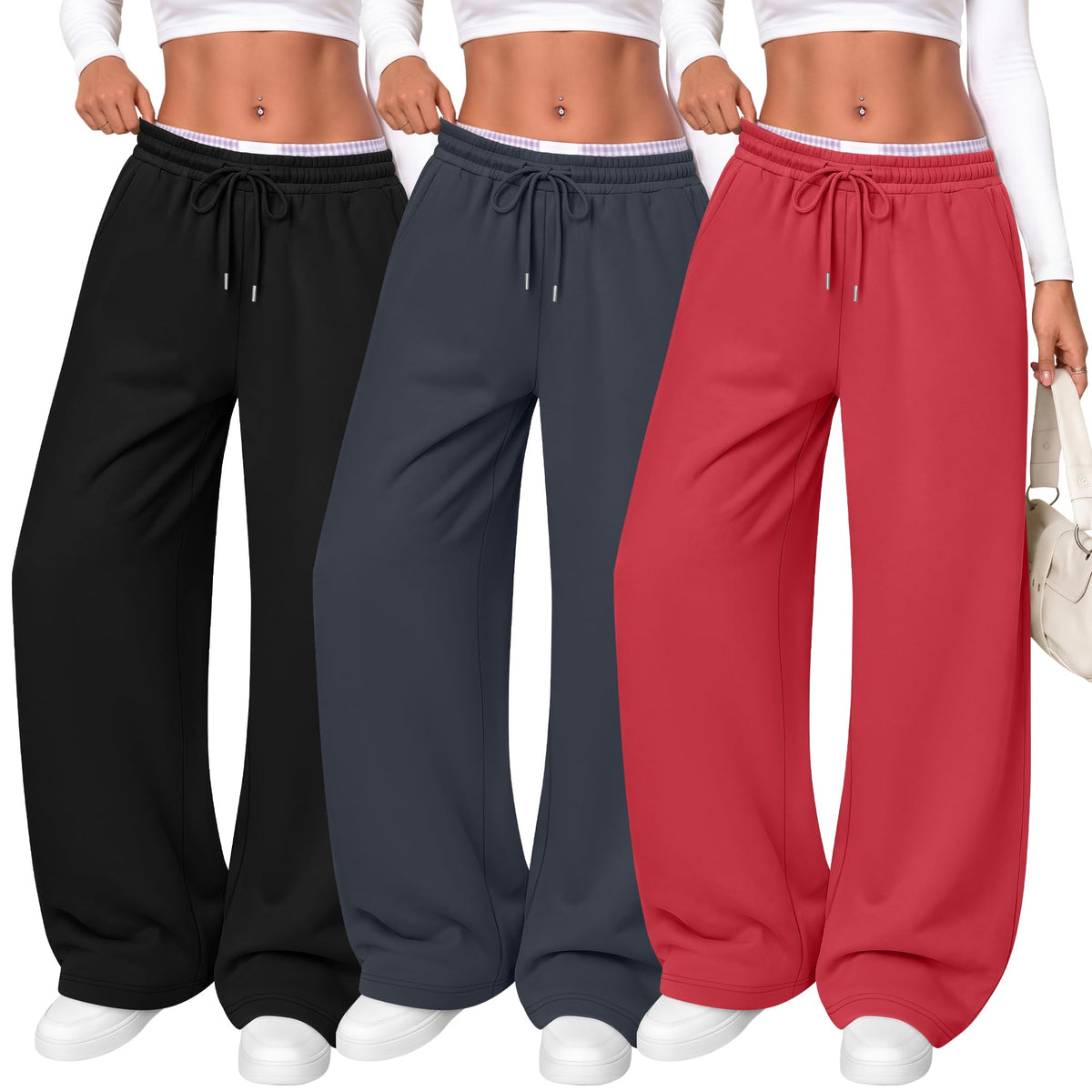 Women's Wide Leg Sweatpants (3-Pack)