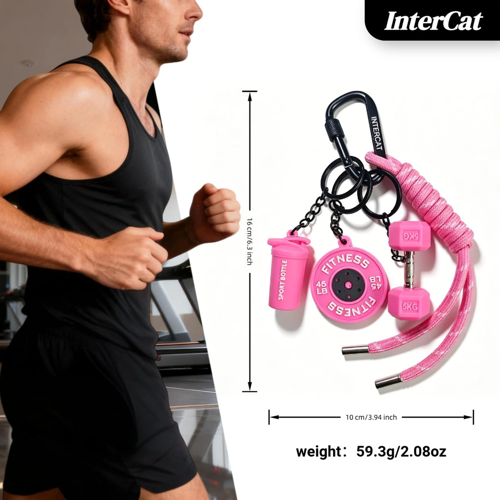InterCat Gym Keychain for Women Men, Fitness Keychain Set