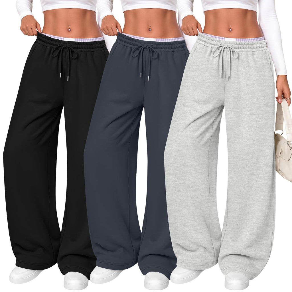 Women's Wide Leg Sweatpants (3-Pack)