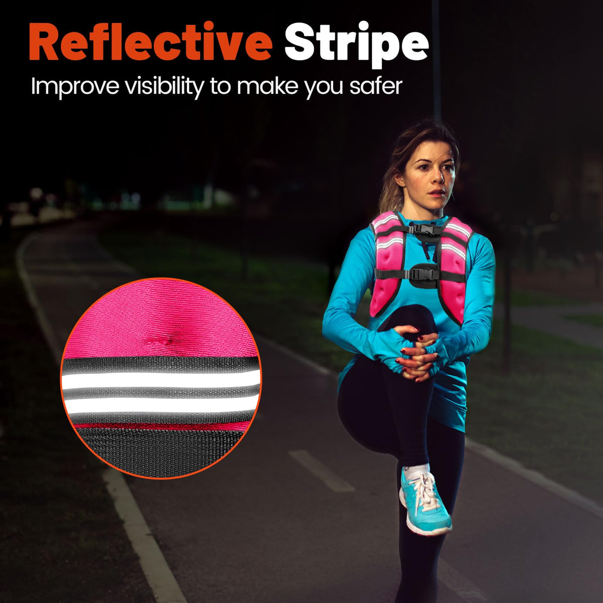 Poudee Weighted Vest, 6lb/8lb/10lb/12lb/16lb/20lb/25lb/30lb Weight Vest for Men Women, Body Weight Vests Adjustable with Reflective Stripe for Strength Training, Running, Workout, Jogging, Walking