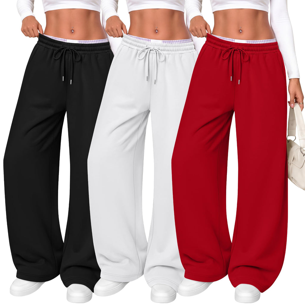 Women's Wide Leg Sweatpants (3-Pack)