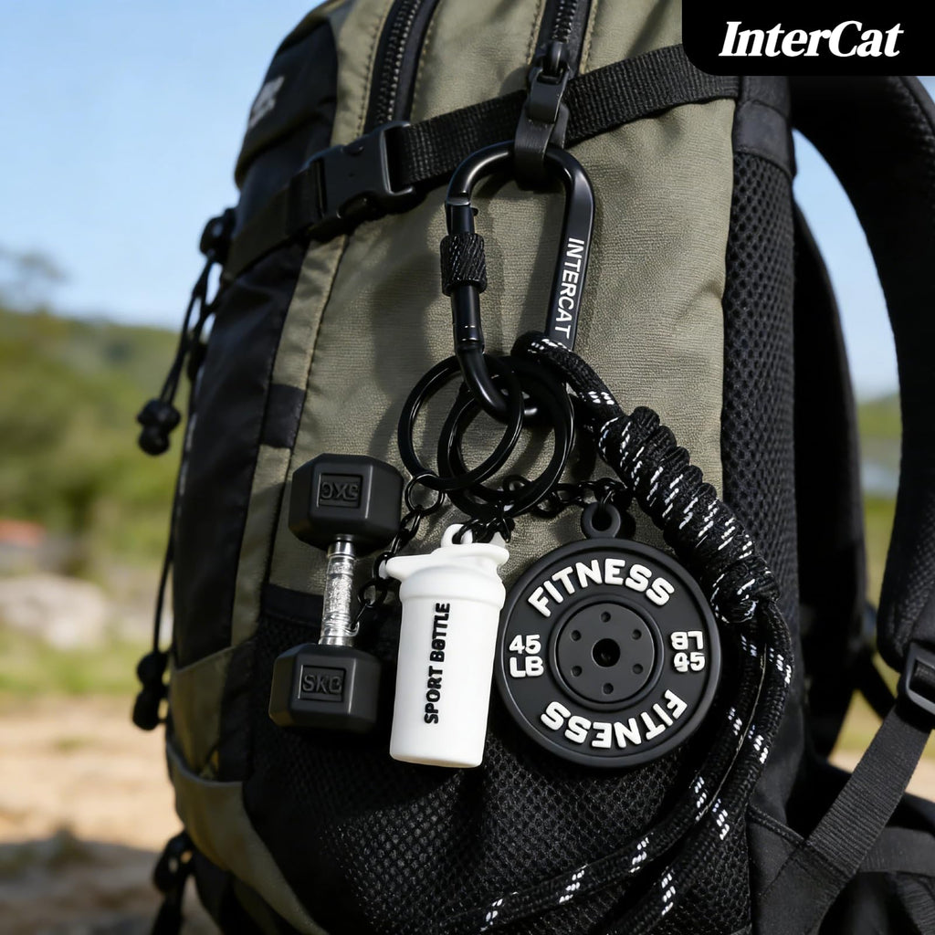 InterCat Gym Keychain for Women Men, Fitness Keychain Set
