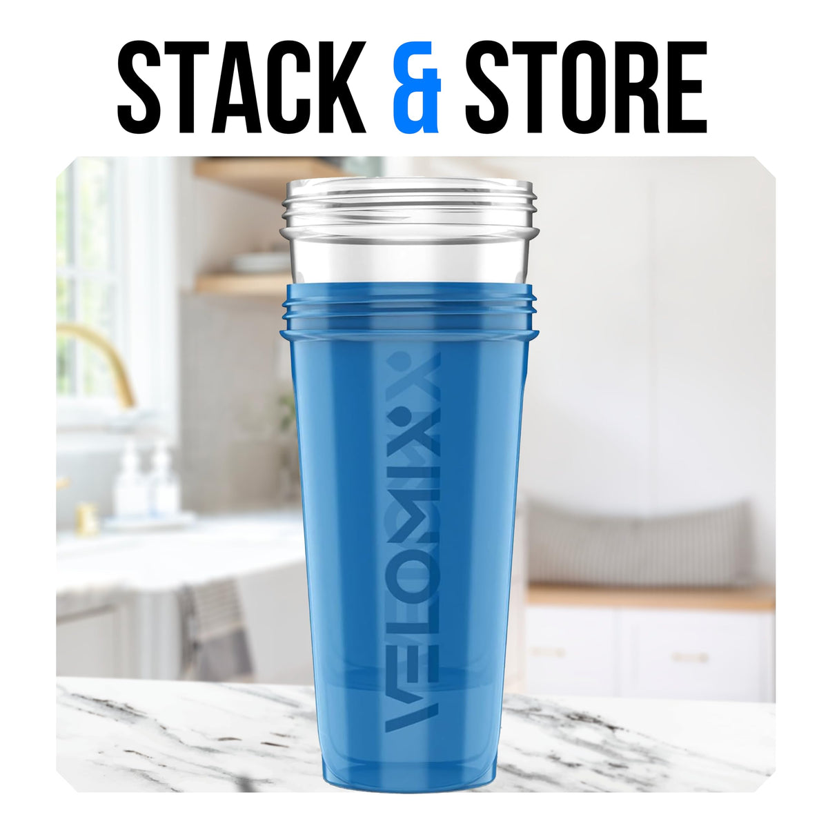 VELOMIX 2 Pack 28oz Protein Shaker Bottle for Protein Mixes, Black/Transpar