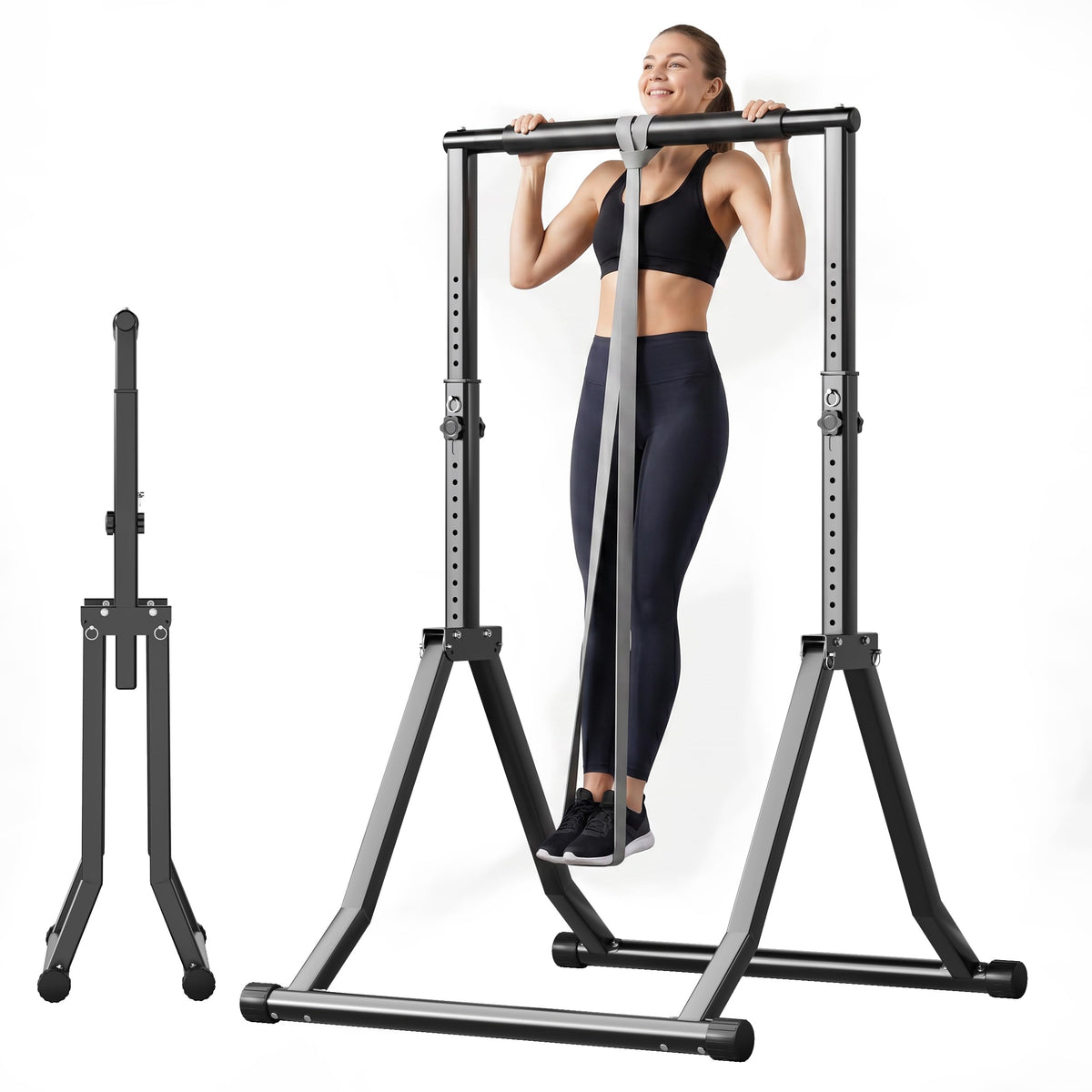 Foldable Pull Up Bar Station 66.1''-84.6'' Power Tower