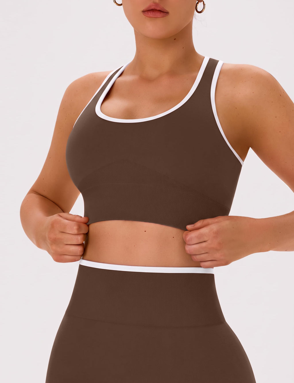 OLCHEE Womens Workout Sets 2 Piece Racerback Sports Bra High Waist Leggings