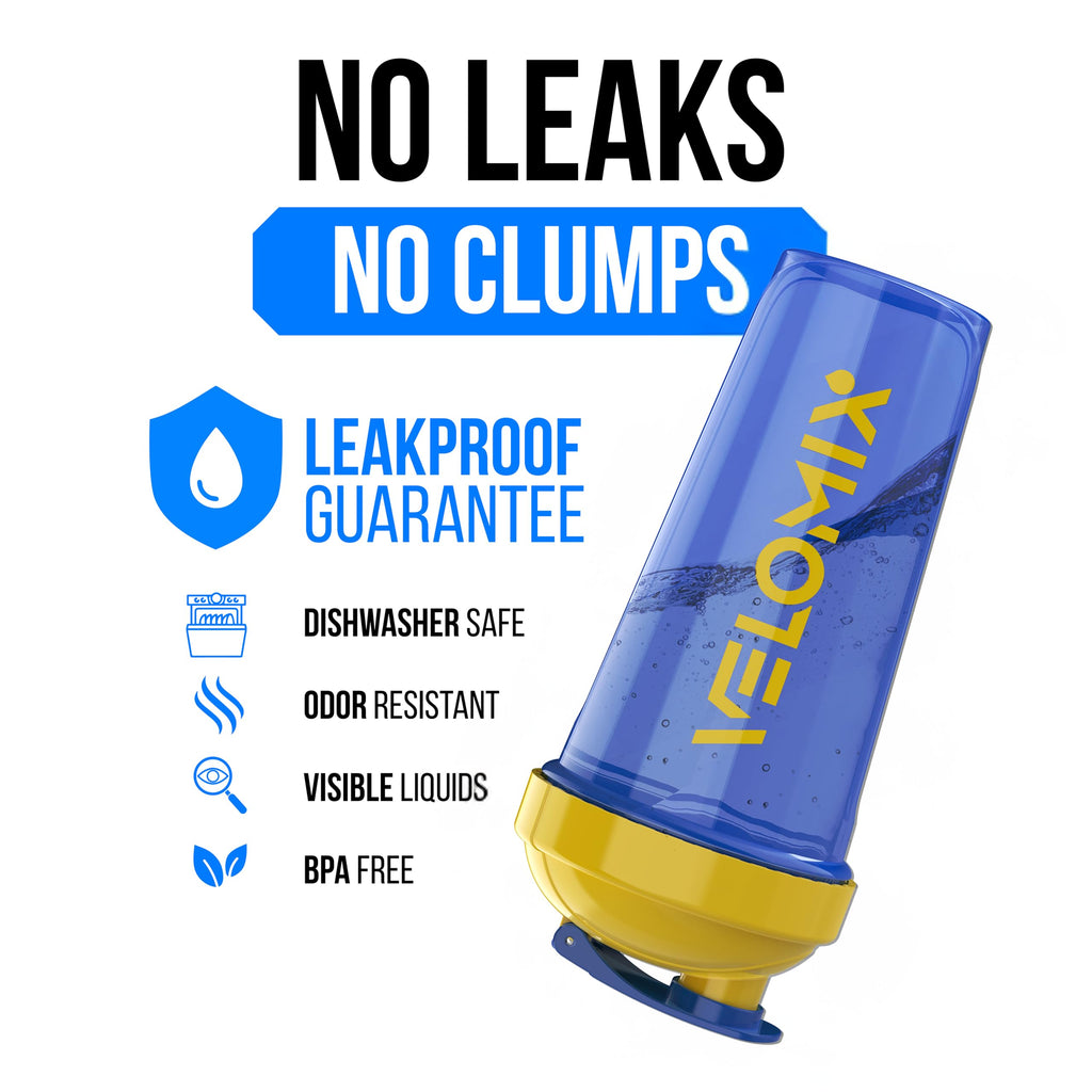 VELOMIX 2 Pack 28oz Protein Shaker Bottle for Protein Mixes, Black/Transpar