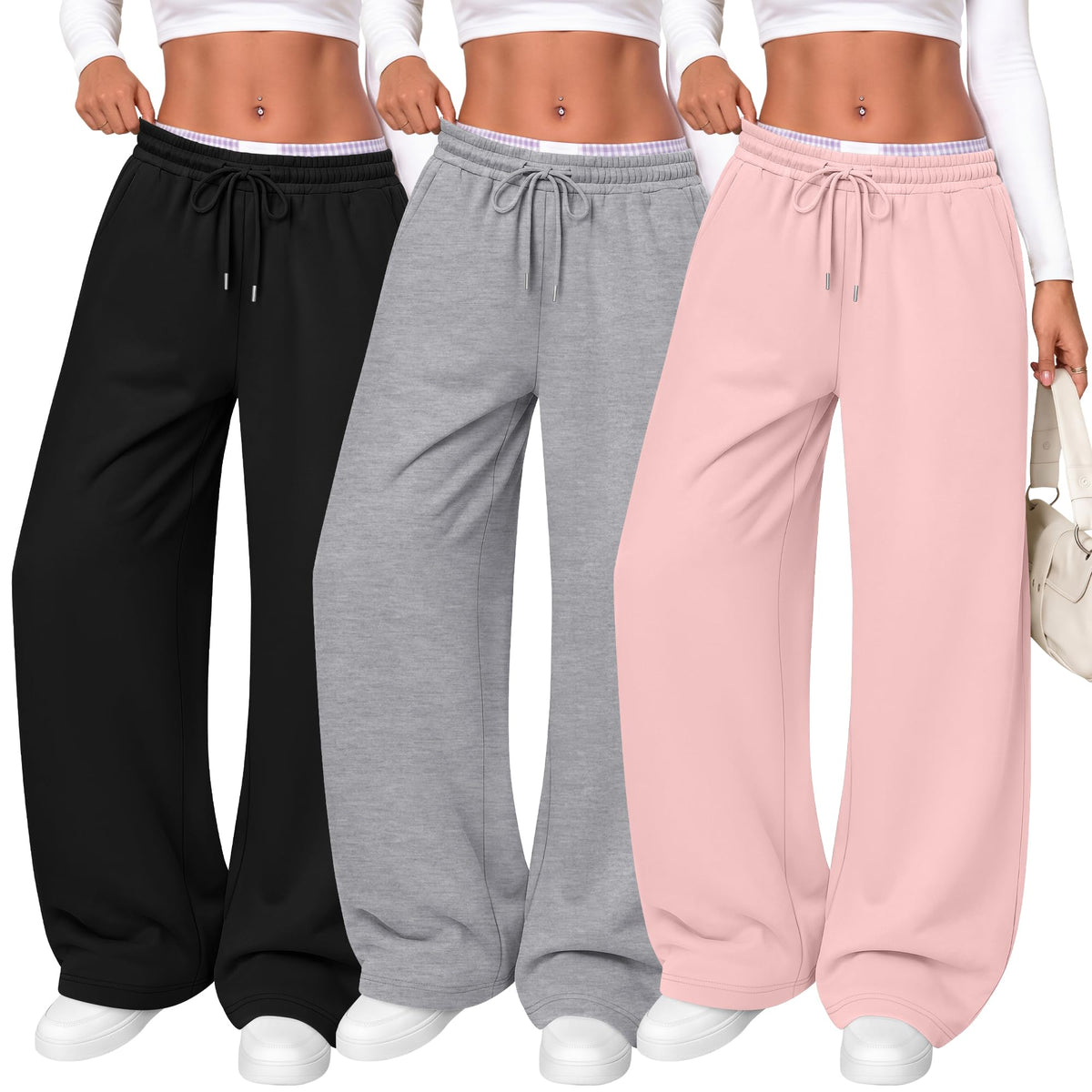 Women's Wide Leg Sweatpants (3-Pack)