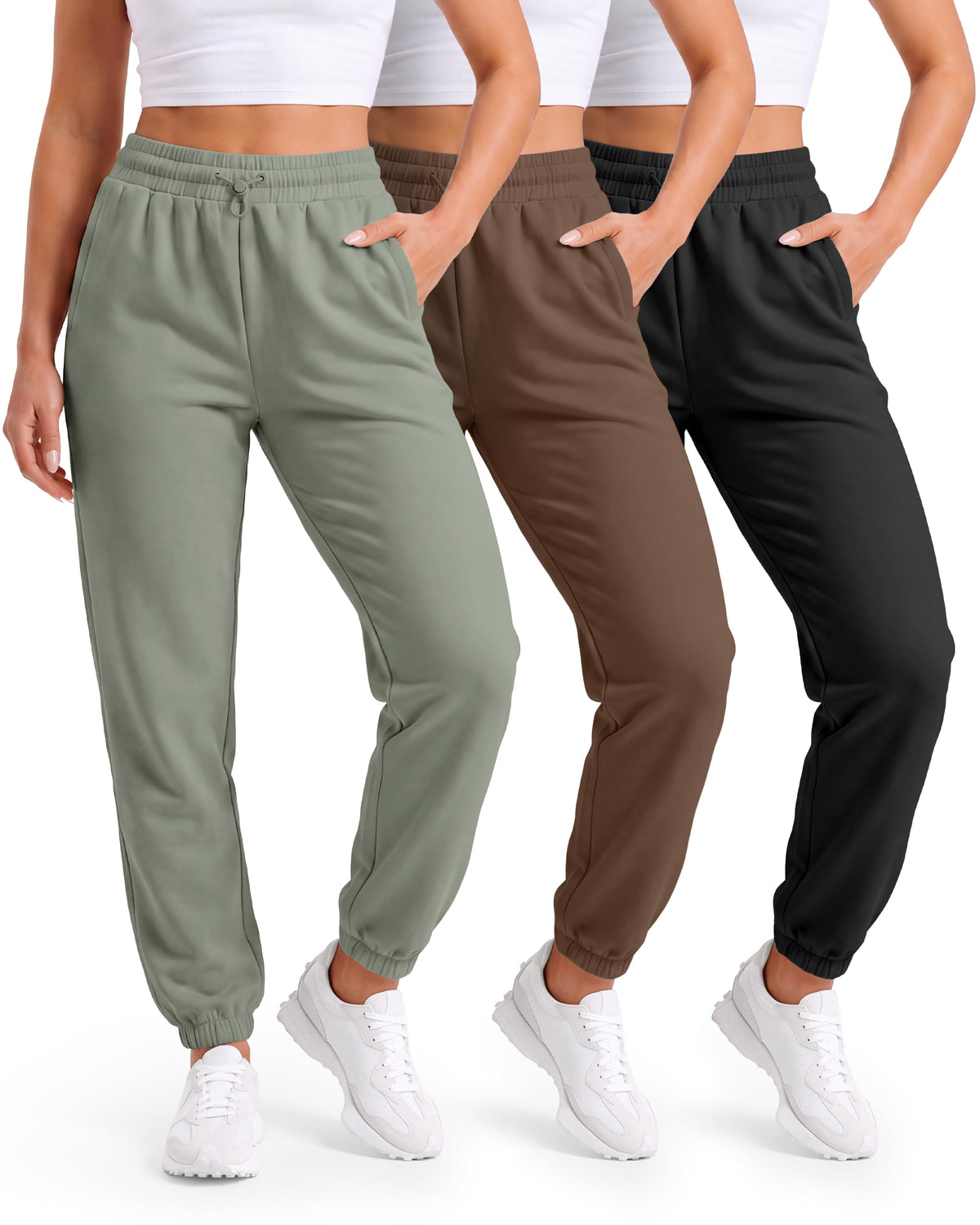 Womens Sweatpants 3 Pack Fleece Joggers For Women With zipper pockets