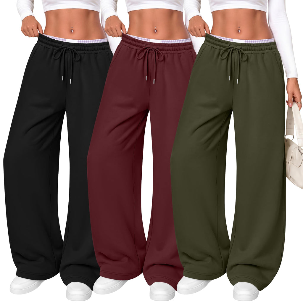Women's Wide Leg Sweatpants (3-Pack)