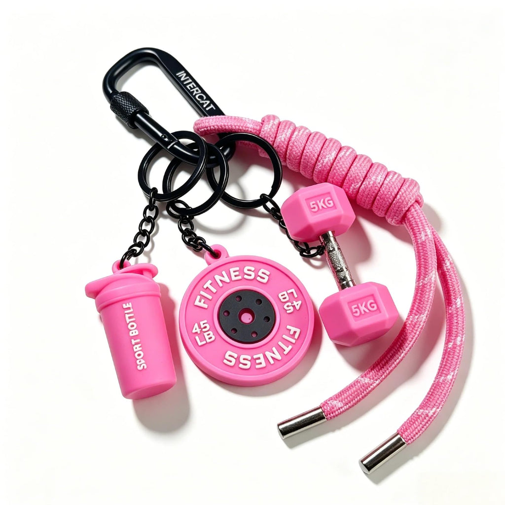 InterCat Gym Keychain for Women Men, Fitness Keychain Set