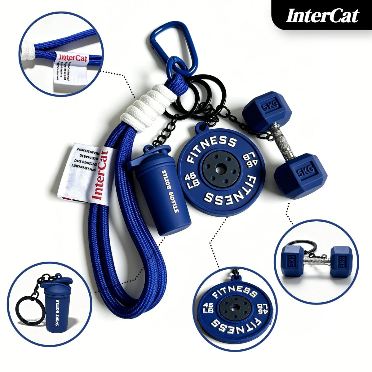 InterCat Gym Keychain for Women Men, Fitness Keychain Set