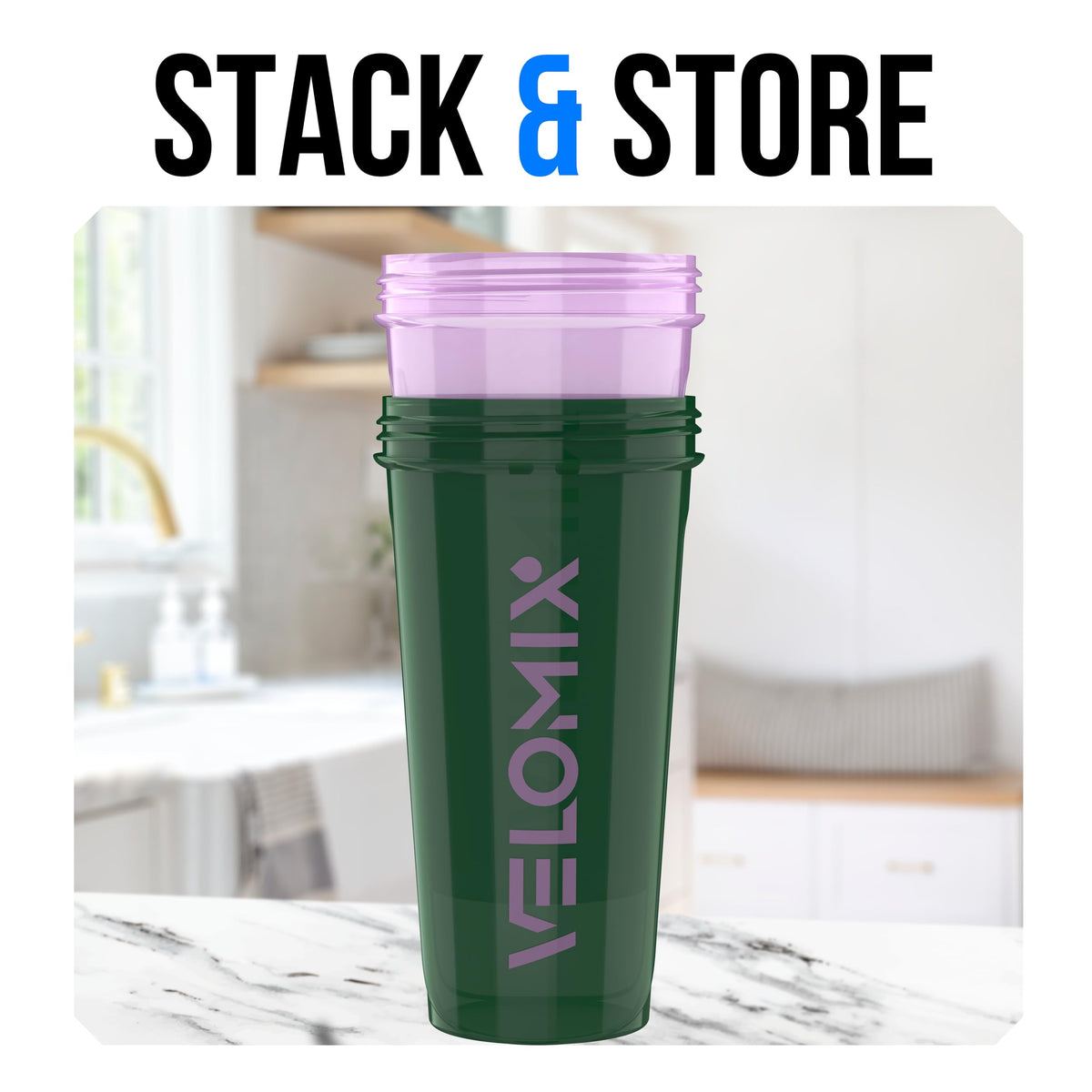 VELOMIX 2 Pack 28oz Protein Shaker Bottle for Protein Mixes, Black/Transpar