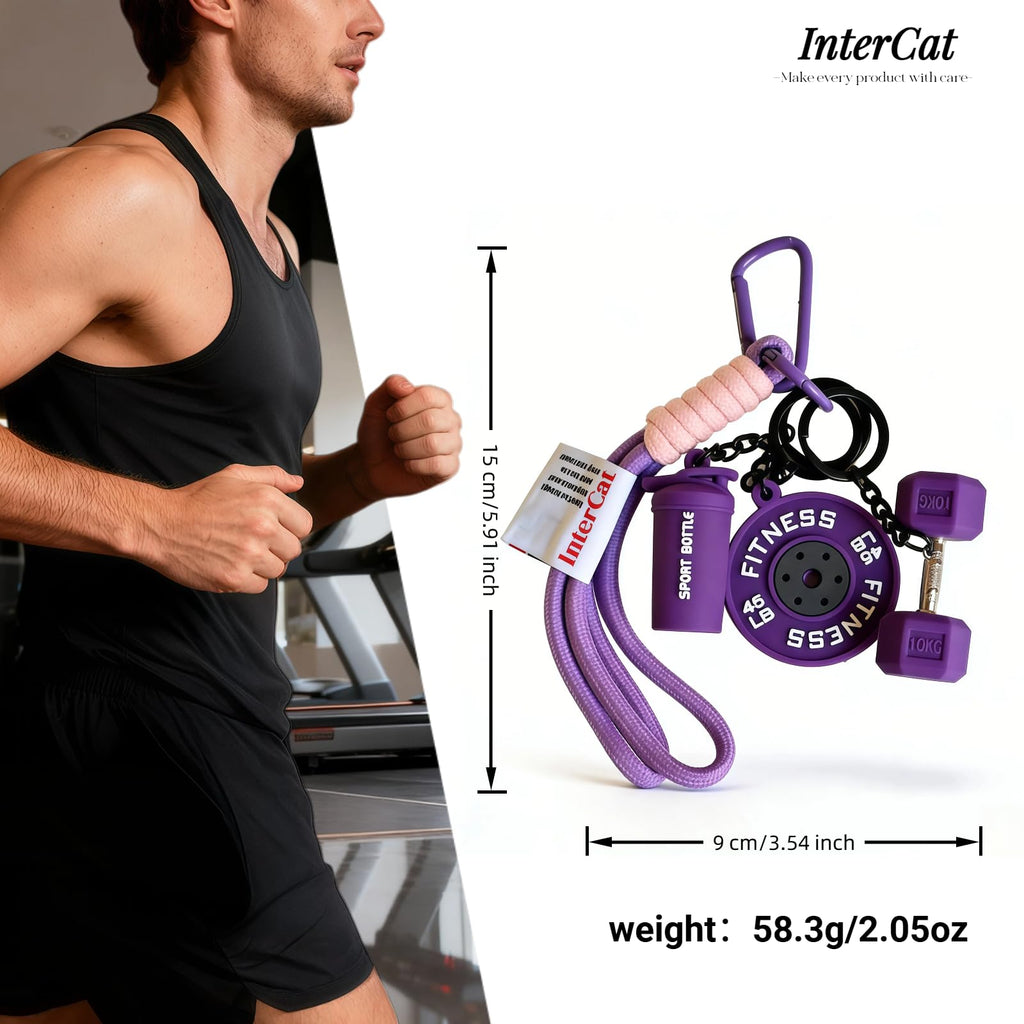 InterCat Gym Keychain for Women Men, Fitness Keychain Set