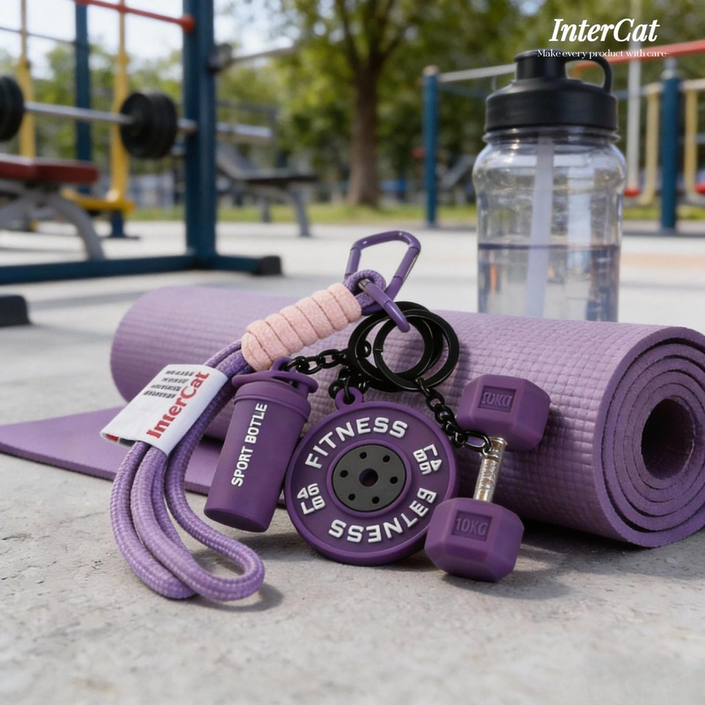 InterCat Gym Keychain for Women Men, Fitness Keychain Set