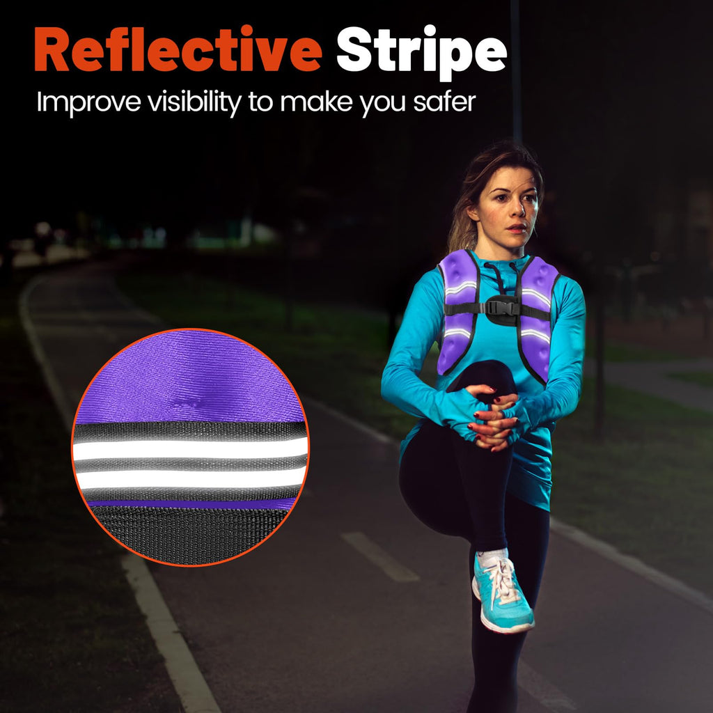 Poudee Weighted Vest, 6lb/8lb/10lb/12lb/16lb/20lb/25lb/30lb Weight Vest for Men Women, Body Weight Vests Adjustable with Reflective Stripe for Strength Training, Running, Workout, Jogging, Walking