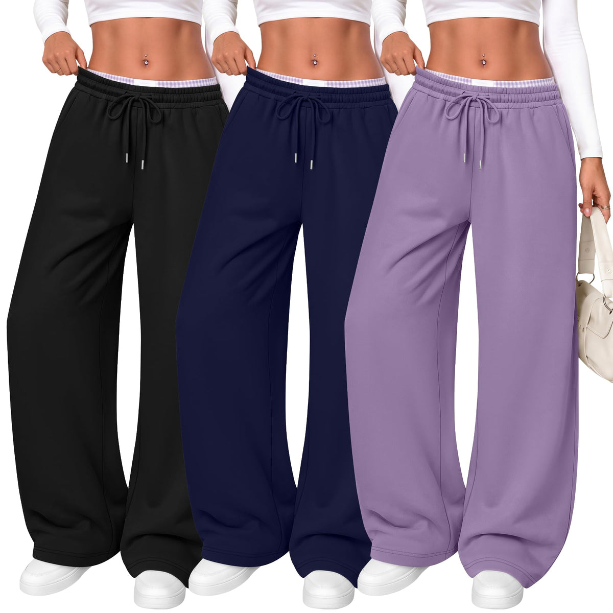 Women's Wide Leg Sweatpants (3-Pack)