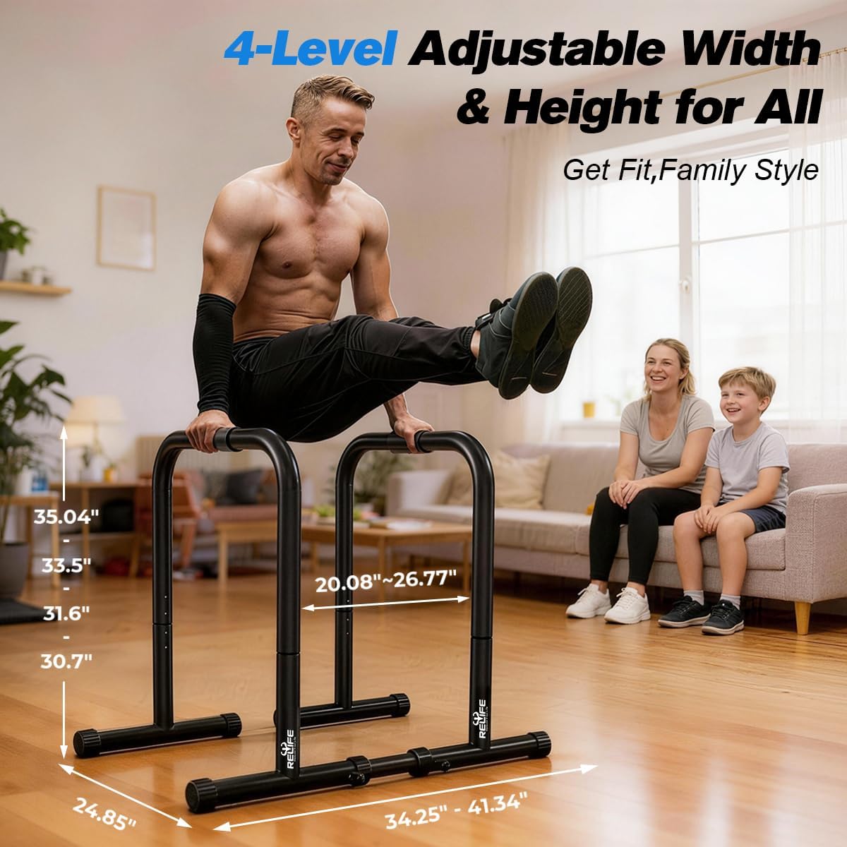 RELIFE REBUILD YOUR LIFE Dip Bar for Home Gym Training 400LBS Parallel Bars