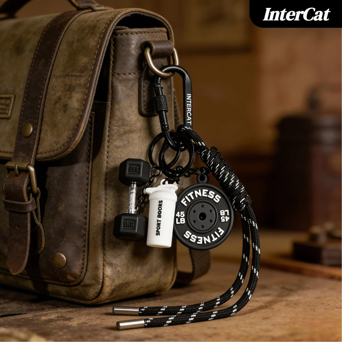 InterCat Gym Keychain for Women Men, Fitness Keychain Set