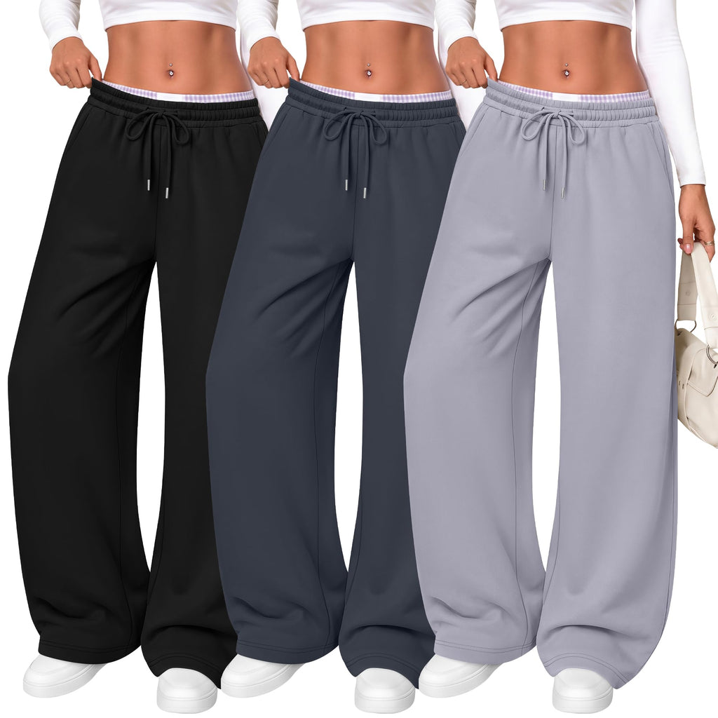 Women's Wide Leg Sweatpants (3-Pack)