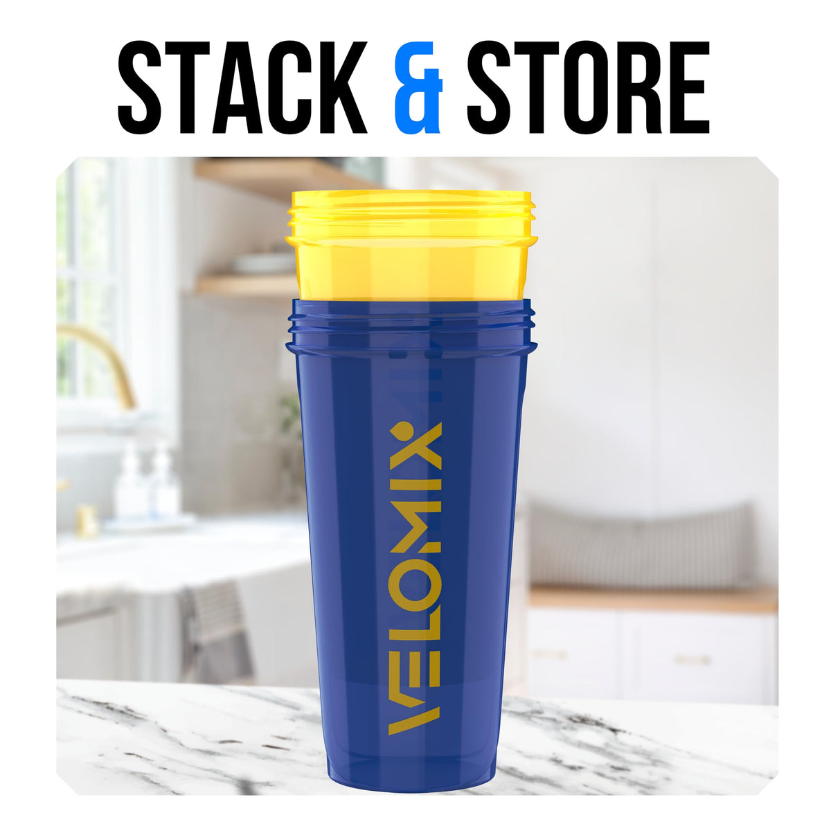 VELOMIX 2 Pack 28oz Protein Shaker Bottle for Protein Mixes, Black/Transpar