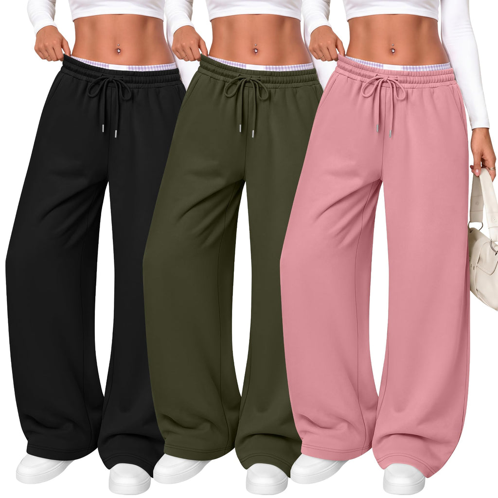 Women's Wide Leg Sweatpants (3-Pack)