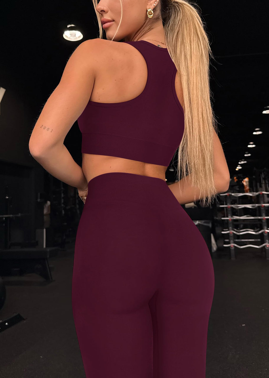 OLCHEE Womens Workout Sets 2 Piece Racerback Sports Bra High Waist Leggings