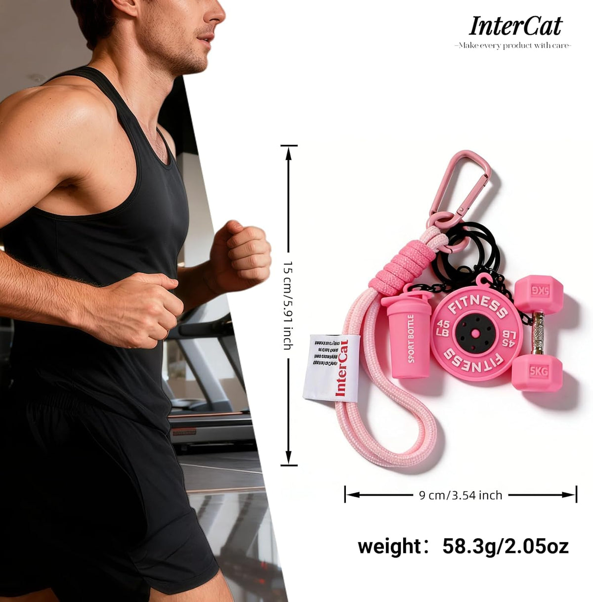 InterCat Gym Keychain for Women Men, Fitness Keychain Set