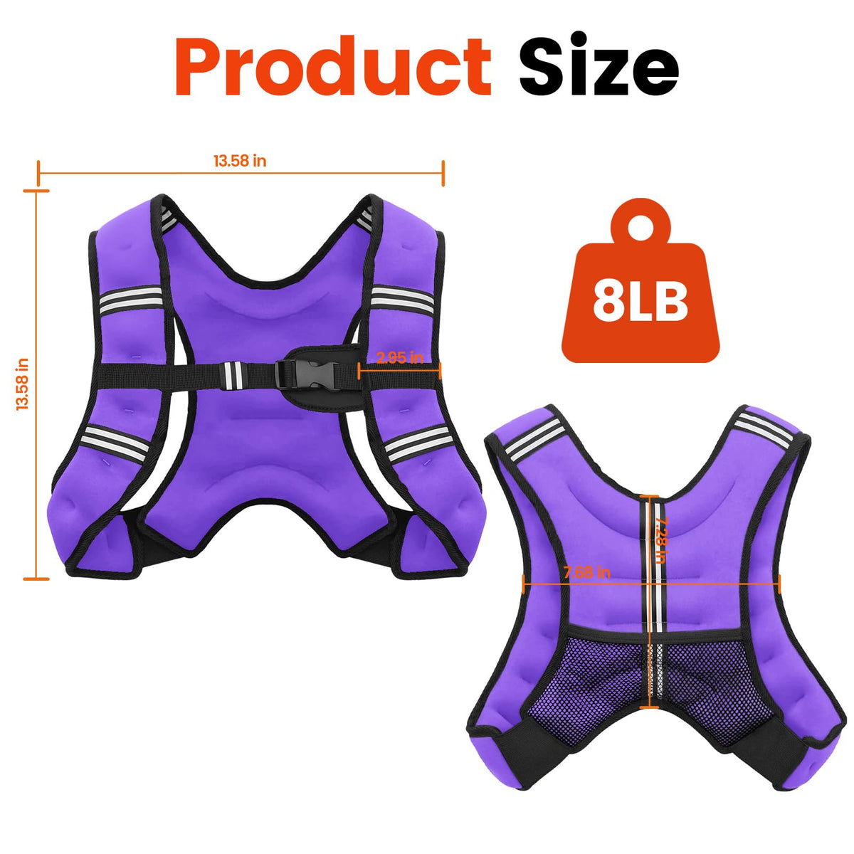 Poudee Weighted Vest, 6lb/8lb/10lb/12lb/16lb/20lb/25lb/30lb Weight Vest for Men Women, Body Weight Vests Adjustable with Reflective Stripe for Strength Training, Running, Workout, Jogging, Walking