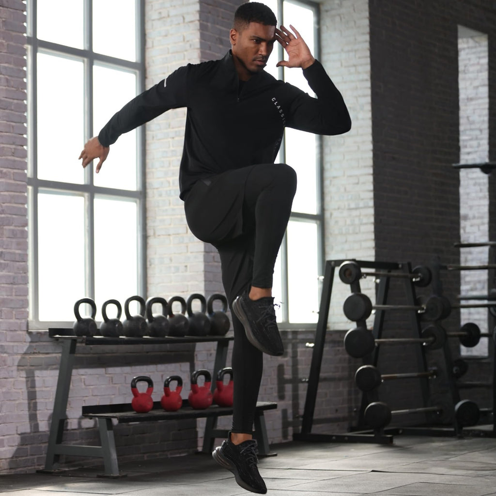 BUYJYA 5Pcs Men's Workout Gym Clothes Set Athletic Fitness Clothing