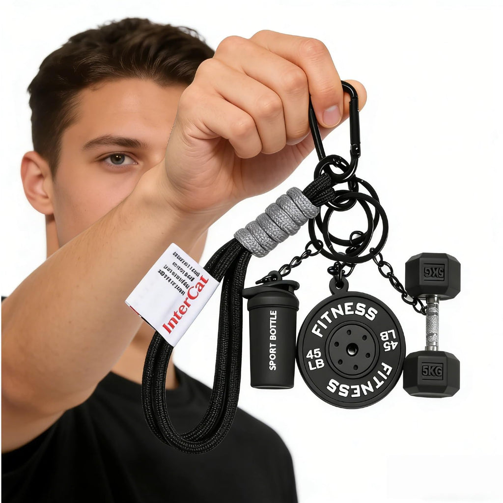InterCat Gym Keychain for Women Men, Fitness Keychain Set